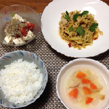 牛しゃぶともやしのカレー風味和え